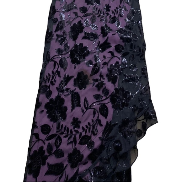 Windsor | Y2K Long Ruffle Bottom Dress Juniors Size 7 Black Purple Pink - Picture 5 of 10